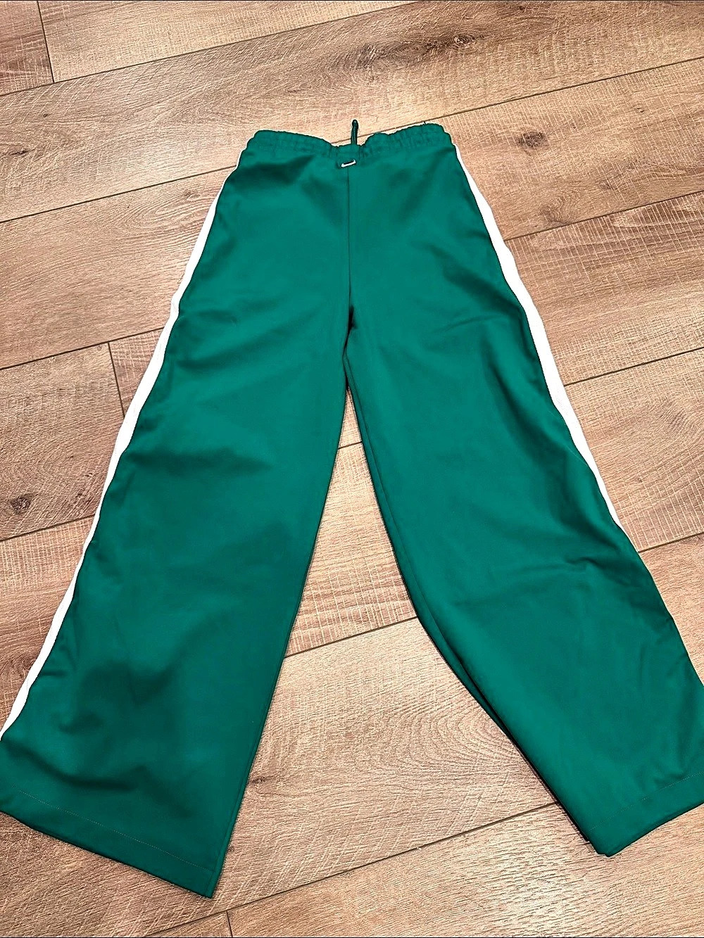 FIVE Nomad Stripe Wide Leg Track Pants in Emerald Green